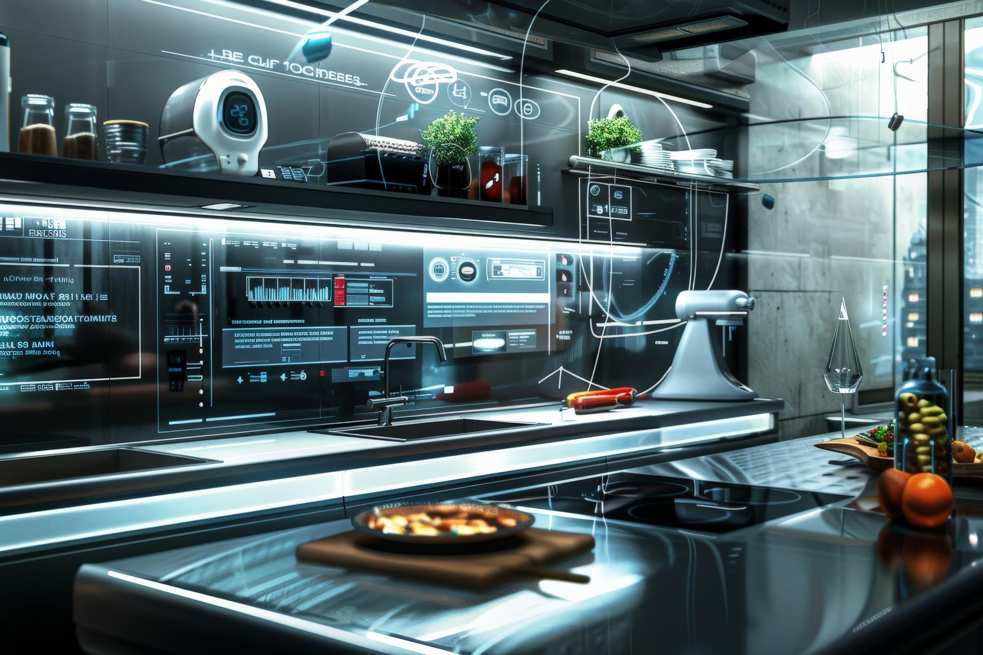 Studio di cucina tecnologico con attrezzature moderne